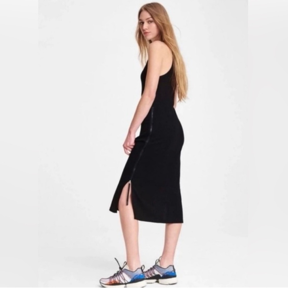 Rag & Bone The Knit Rib Zip Midi Dress in Black